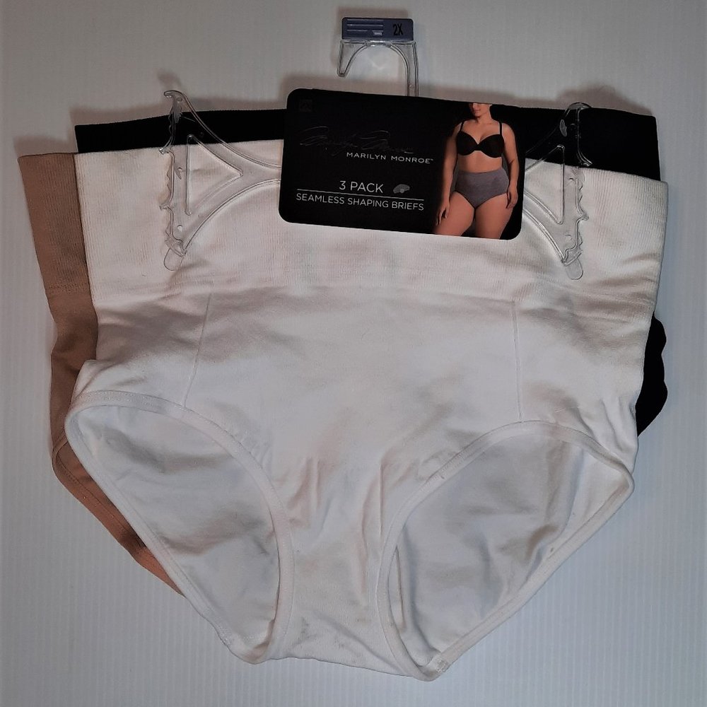 NWT Marylyn Monroe 3Pk Seamless Shaping Briefs; 2 XL Gray Tan Black;  $35